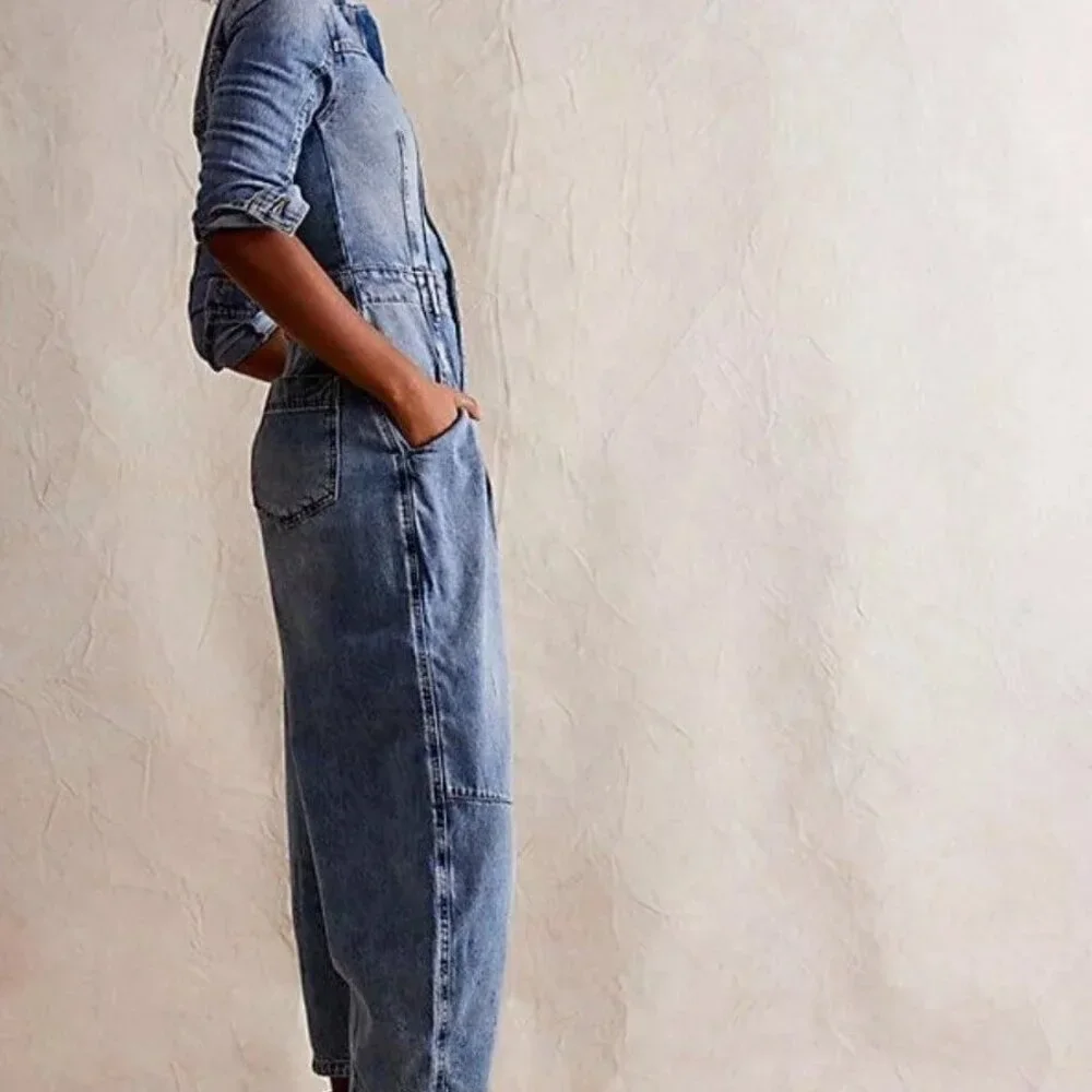 NWT Women's XS Free People CRVY Roulette Barrel Jumpsuit - Picture 3 of 6